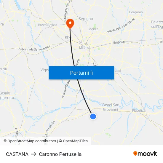 CASTANA to Caronno Pertusella map