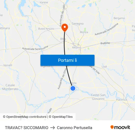TRAVAC? SICCOMARIO to Caronno Pertusella map