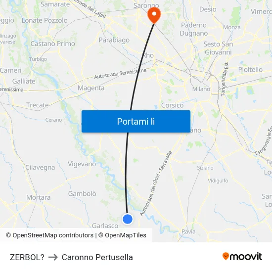 ZERBOL? to Caronno Pertusella map