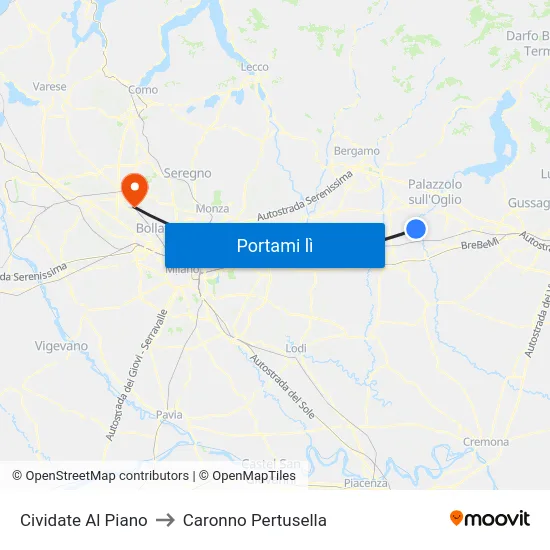 Cividate Al Piano to Caronno Pertusella map