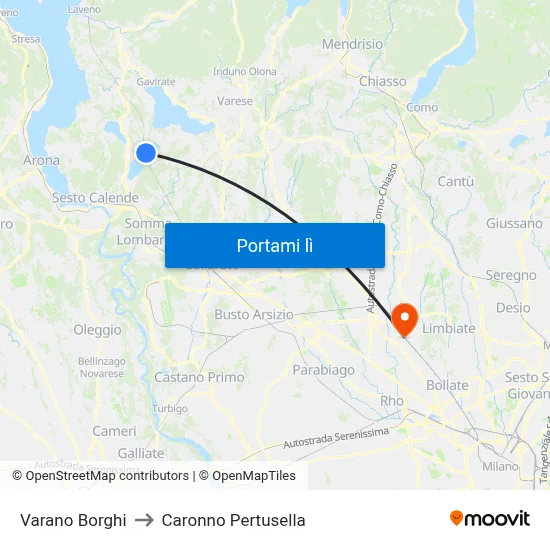 Varano Borghi to Caronno Pertusella map