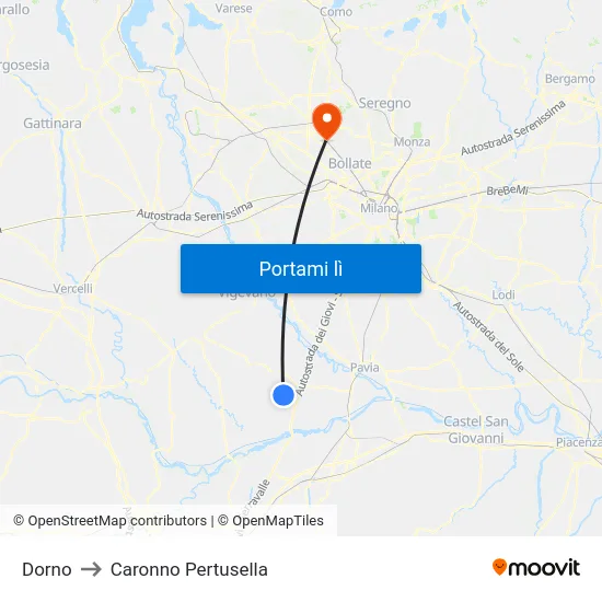 Dorno to Caronno Pertusella map
