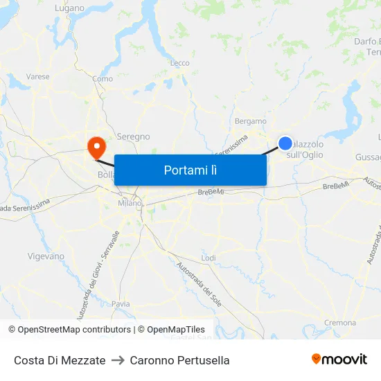 Costa Di Mezzate to Caronno Pertusella map