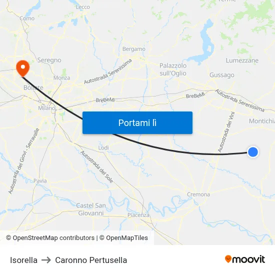 Isorella to Caronno Pertusella map