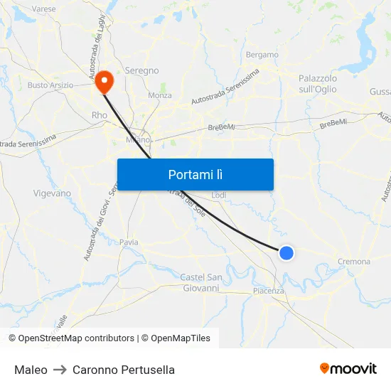 Maleo to Caronno Pertusella map