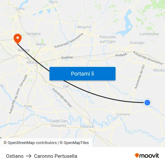 Ostiano to Caronno Pertusella map