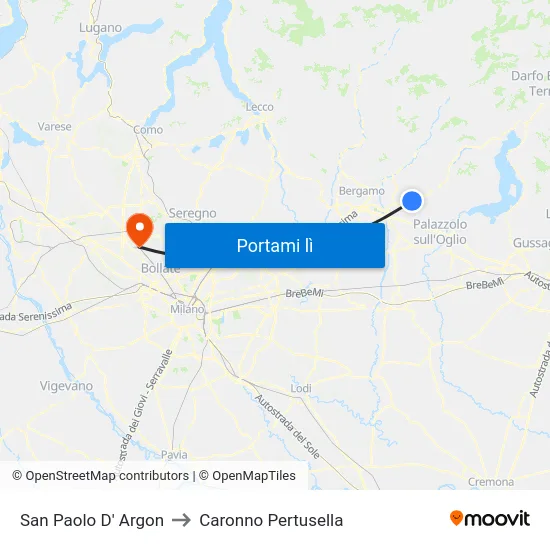 San Paolo D' Argon to Caronno Pertusella map