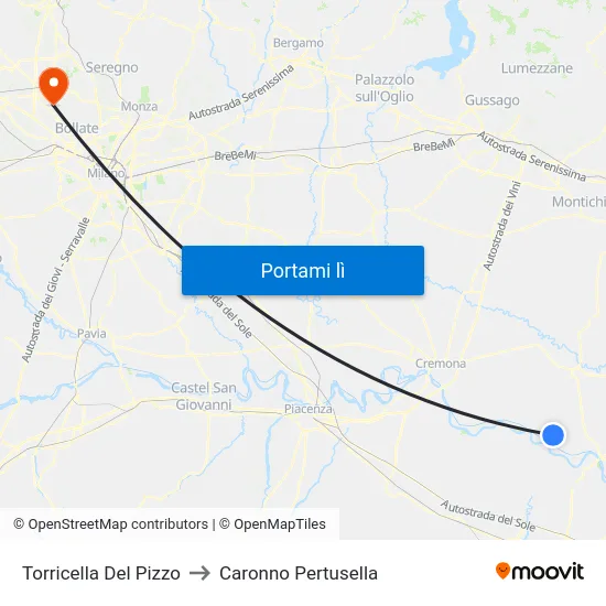 Torricella Del Pizzo to Caronno Pertusella map