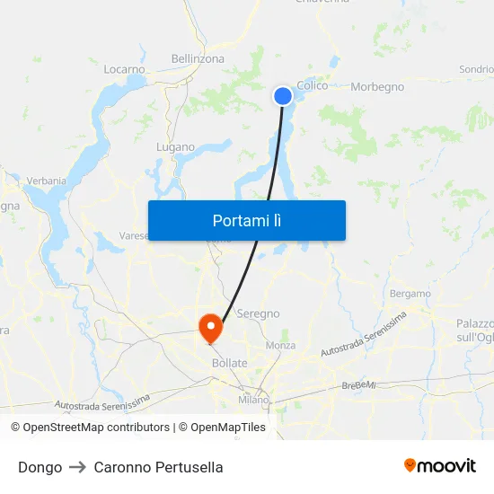 Dongo to Caronno Pertusella map