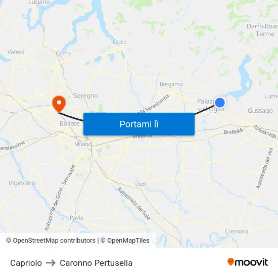 Capriolo to Caronno Pertusella map