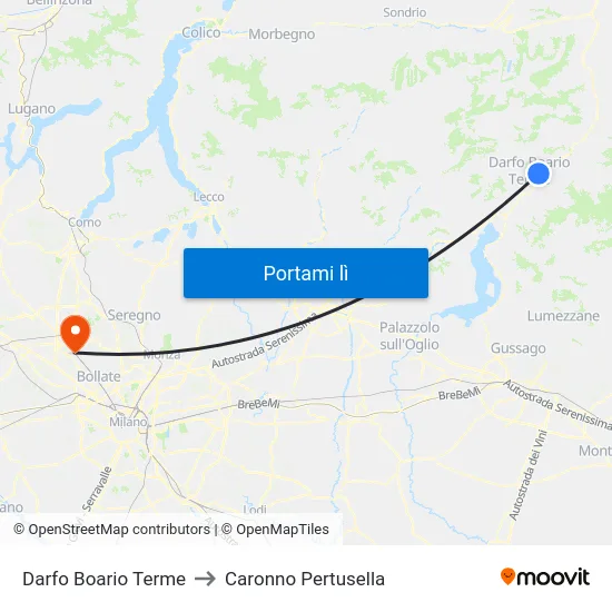 Darfo Boario Terme to Caronno Pertusella map