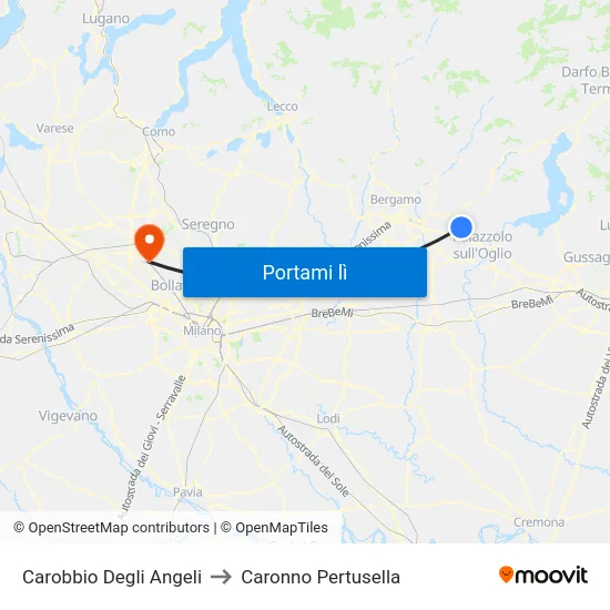 Carobbio Degli Angeli to Caronno Pertusella map
