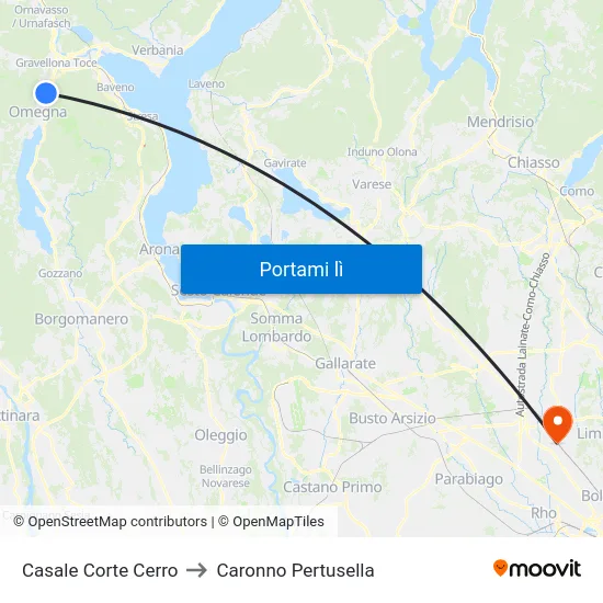 Casale Corte Cerro to Caronno Pertusella map