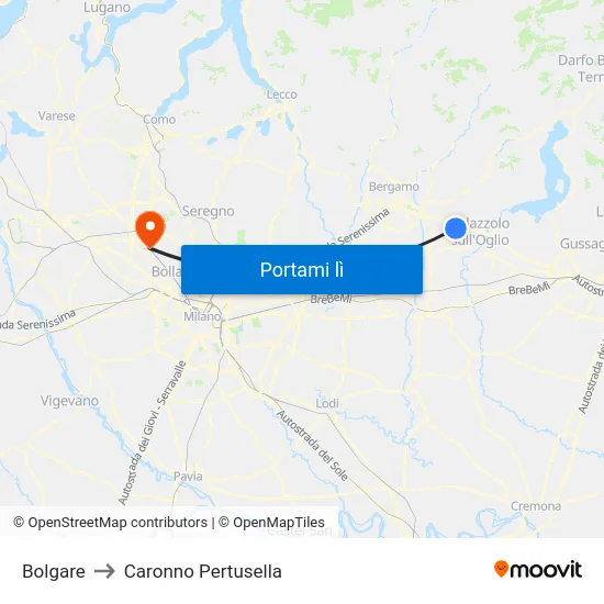 Bolgare to Caronno Pertusella map