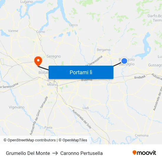 Grumello Del Monte to Caronno Pertusella map