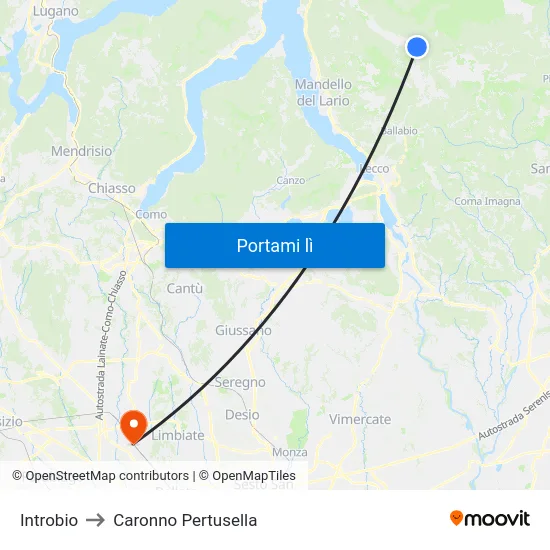 Introbio to Caronno Pertusella map
