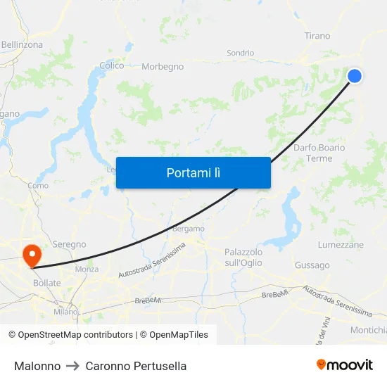 Malonno to Caronno Pertusella map