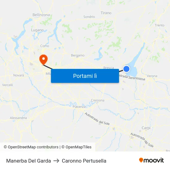 Manerba Del Garda to Caronno Pertusella map