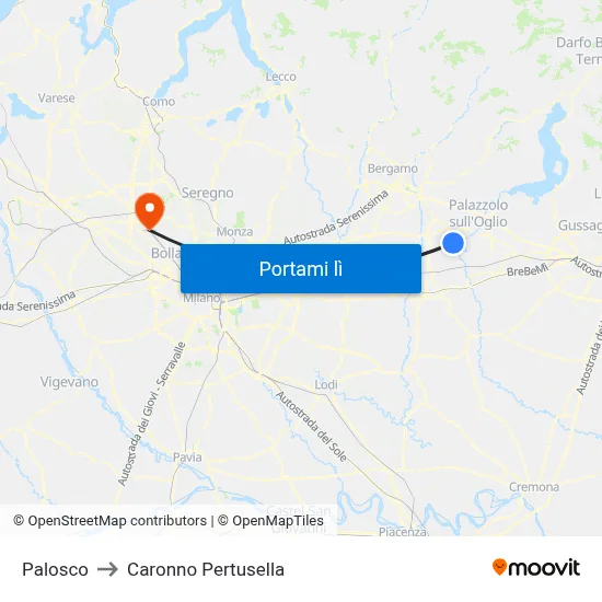 Palosco to Caronno Pertusella map
