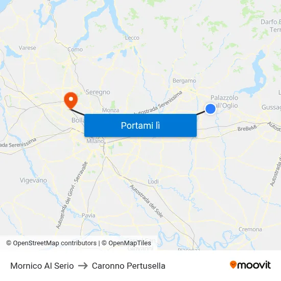Mornico Al Serio to Caronno Pertusella map