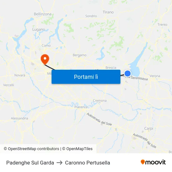 Padenghe Sul Garda to Caronno Pertusella map