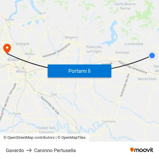 Gavardo to Caronno Pertusella map