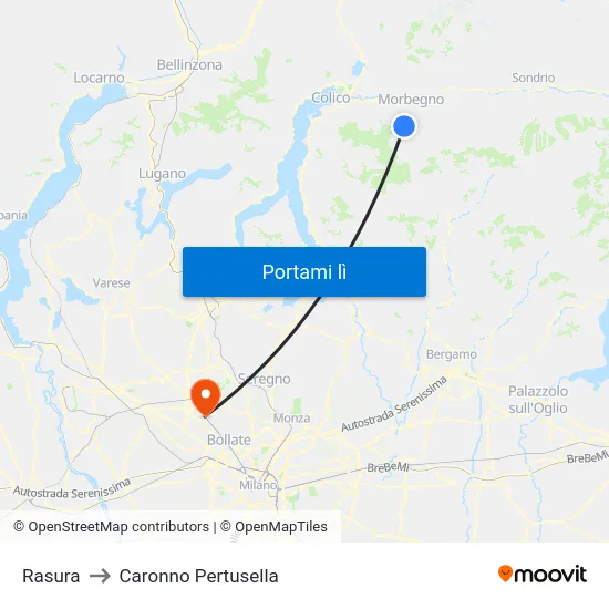 Rasura to Caronno Pertusella map