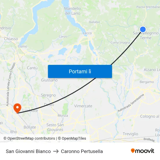 San Giovanni Bianco to Caronno Pertusella map