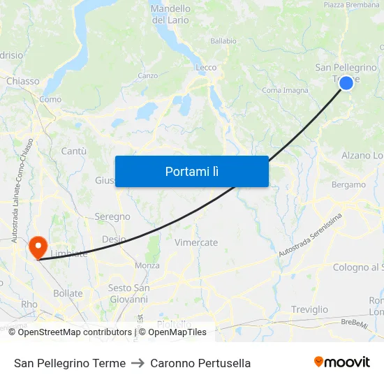 San Pellegrino Terme to Caronno Pertusella map