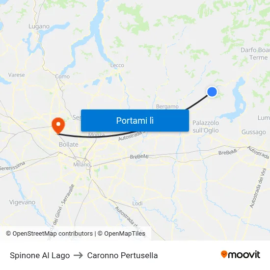 Spinone Al Lago to Caronno Pertusella map
