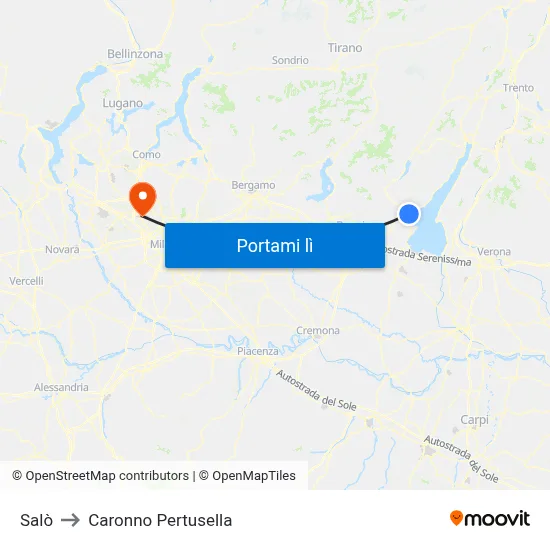Salò to Caronno Pertusella map