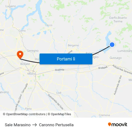 Sale Marasino to Caronno Pertusella map