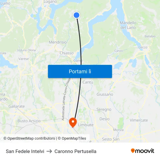 San Fedele Intelvi to Caronno Pertusella map