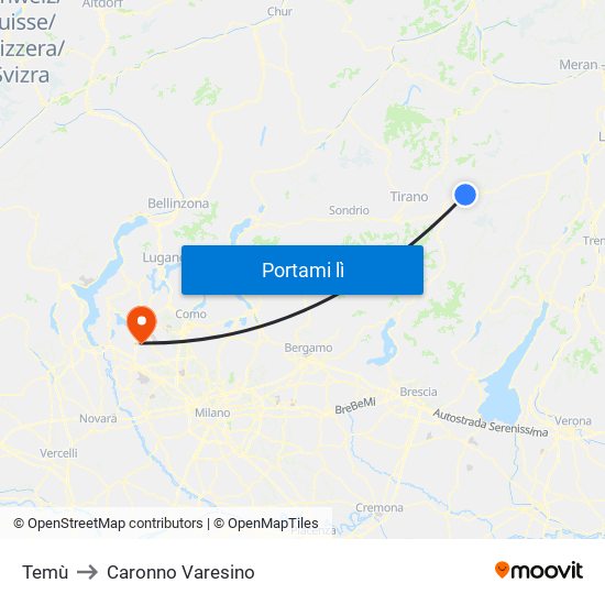 Temù to Caronno Varesino map