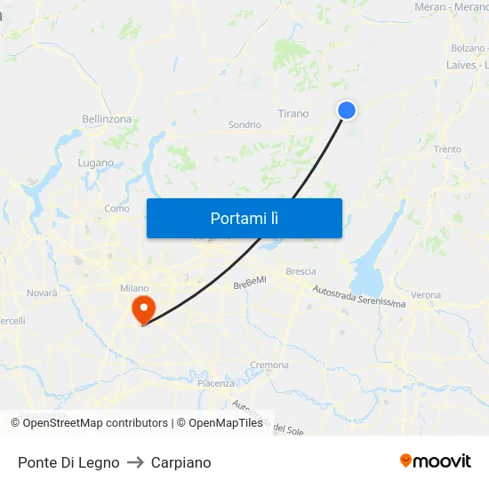 Ponte Di Legno to Carpiano map