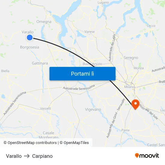 Varallo to Carpiano map