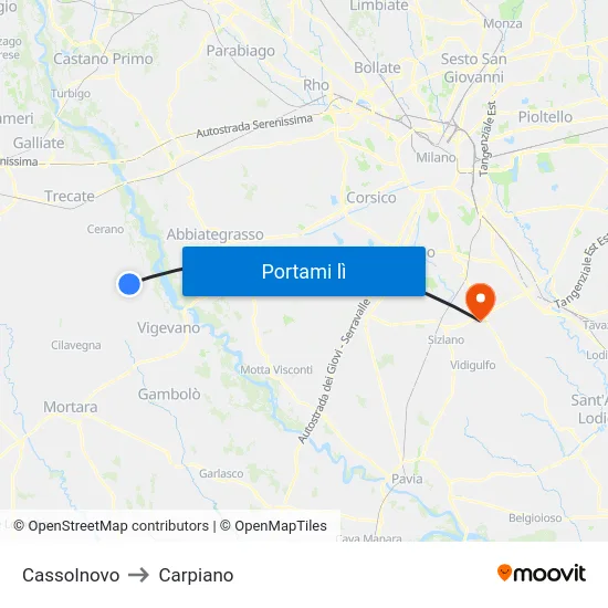 Cassolnovo to Carpiano map