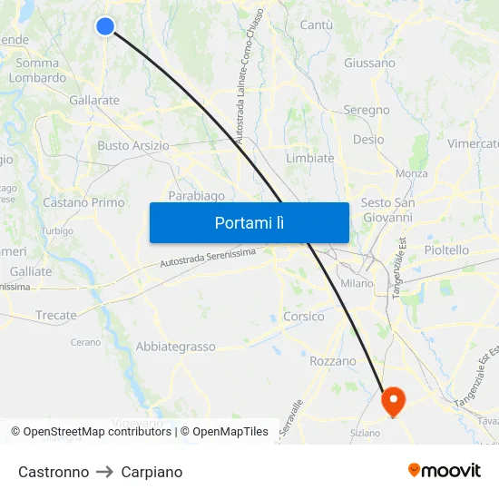 Castronno to Carpiano map