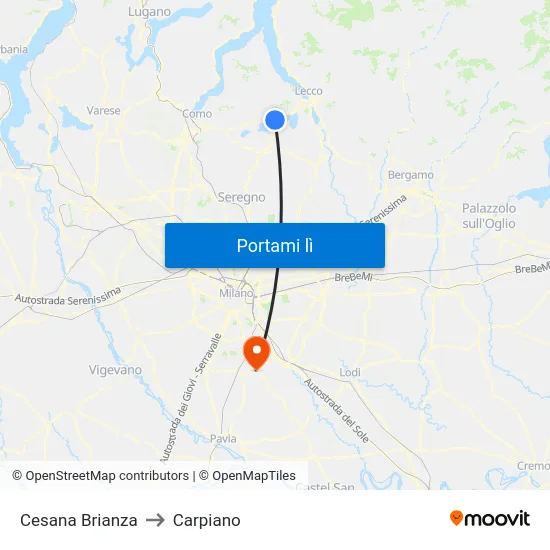 Cesana Brianza to Carpiano map