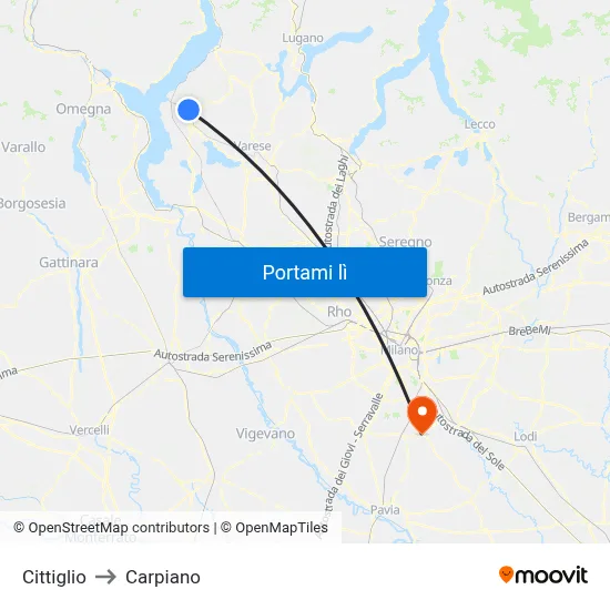 Cittiglio to Carpiano map