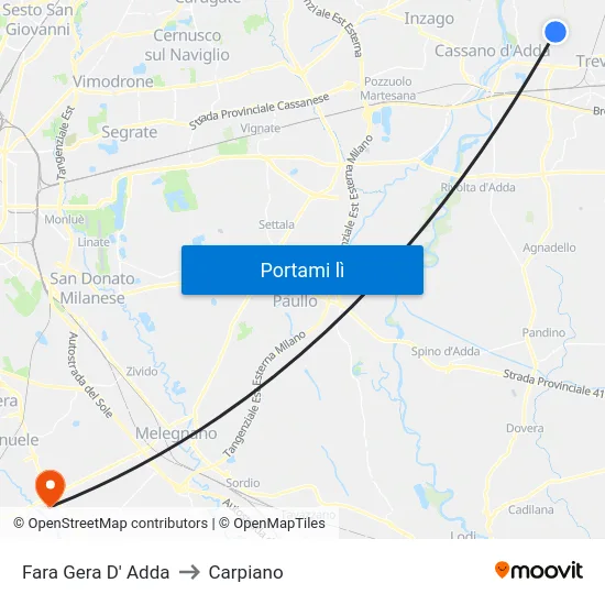 Fara Gera D' Adda to Carpiano map