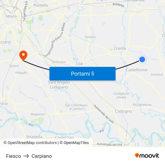 Fiesco to Carpiano map