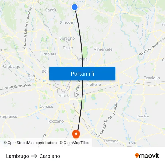 Lambrugo to Carpiano map