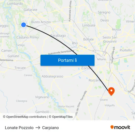 Lonate Pozzolo to Carpiano map