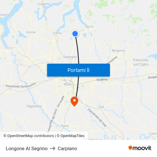 Longone Al Segrino to Carpiano map