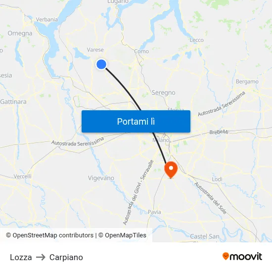 Lozza to Carpiano map