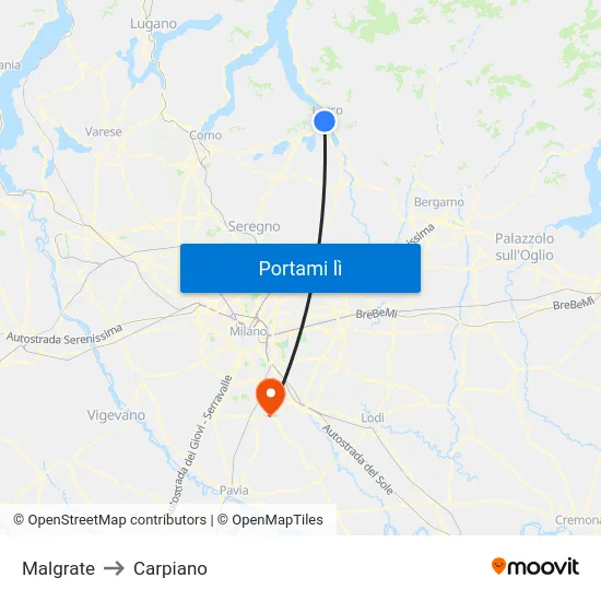 Malgrate to Carpiano map