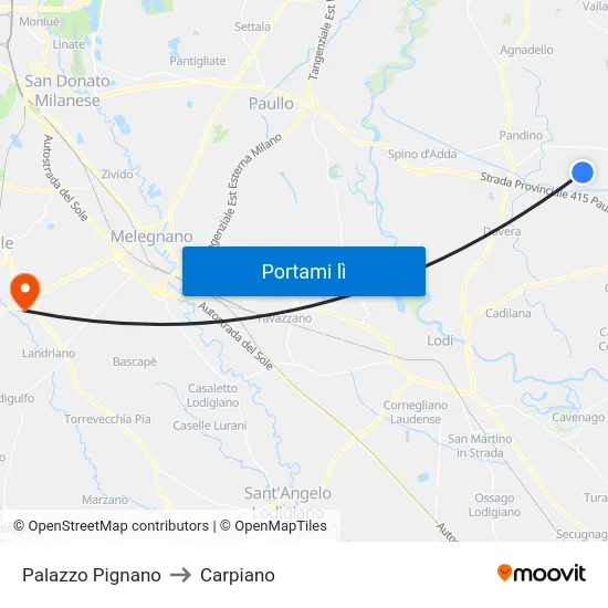 Palazzo Pignano to Carpiano map