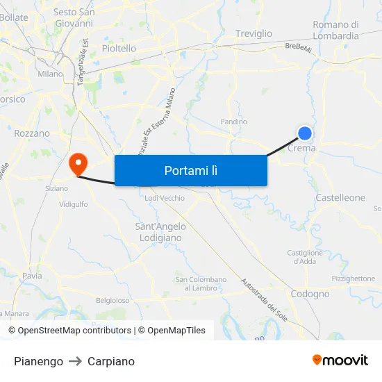 Pianengo to Carpiano map