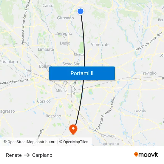 Renate to Carpiano map
